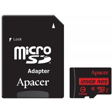 Карта пам'яті Apacer 128GB microSDXC Class10 UHS-I (AP128GMCSX10U5-R), червоний, чорний