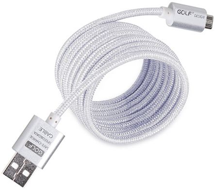 Кабель GOLF GC-10M Aluminium Alloy Braided Round Micro cable 1.5m Silver