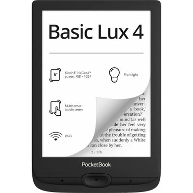 Электронная книга Pocketbook 618 Basic Lux 4, Black (PB618-P-CIS), Чорний