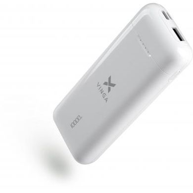 Батарея універсальна Vinga 10000 mAh glossy white (VPB1MWH), Білий