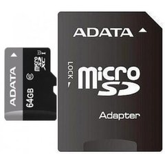 Карта пам'яті ADATA 64GB microSD class 10 UHS-I (AUSDX64GUICL10-RA1), сірий, чорний