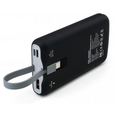 Батарея универсальная Vinga 10000 mAh SuperQC soft touch w/cable 22.5W black (VPB1SQSCBK), Чорний