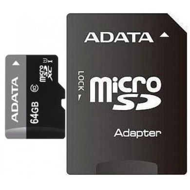 Карта памяти ADATA 64GB microSD class 10 UHS-I (AUSDX64GUICL10-RA1), сірий, чорний