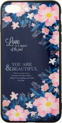 Чехол накладка TOTO Glass Fashionable Case Apple iPhone 7 Plus - 8 plus Flower on Blue