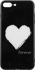 Чехол накладка TOTO Glass Fashionable Case Apple iPhone 7 Plus - 8 Plus Heart on Black