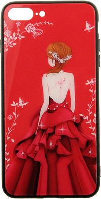 Чехол накладка TOTO Glass Fashionable Case Apple iPhone 7 Plus - 8 Plus Red Dress Girl