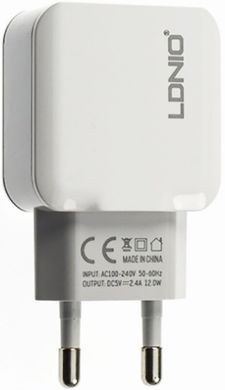 Сетевое зарядное устройство LDNIO A2202 Travel charger 2USB 2.4A White