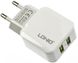 Мережевий зарядний пристрій LDNIO A2202 Travel charger 2USB 2.4A White