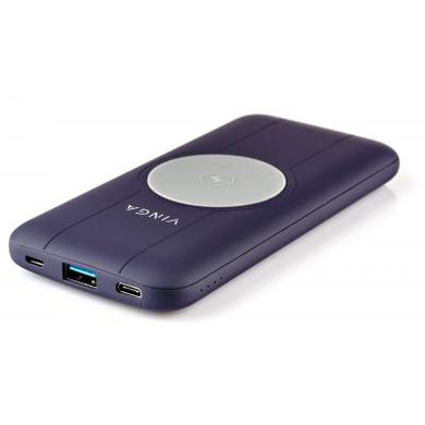 Батарея універсальна Vinga 10000 mAh Wireless QC3.0 PD soft touch purple (BTPB3510WLROP), пурпурний